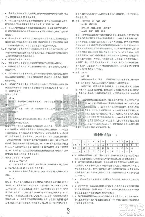 首都师范大学出版社2021年5年中考3年模拟初中试卷地理八年级下册人教版参考答案 首都师范大学出版社2021年5年中考3年模拟初中试卷地理八年级下册人教版参考答案