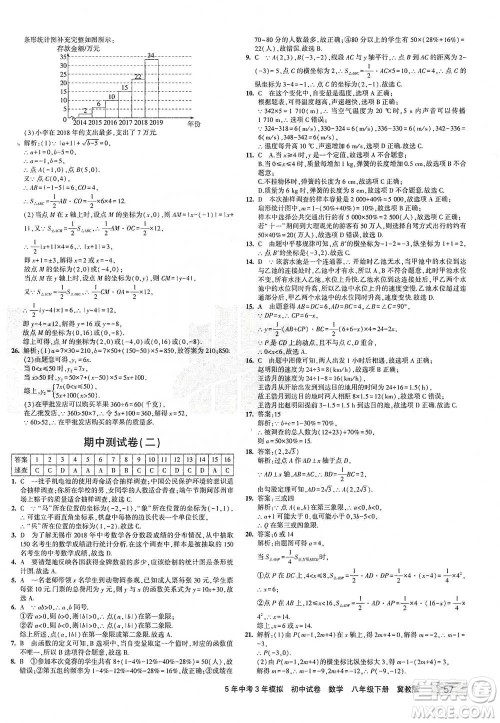 首都师范大学出版社2021年5年中考3年模拟初中试卷数学八年级下册冀教版参考答案 首都师范大学出版社2021年5年中考3年模拟初中试卷数学八年级下册冀教版参考答案
