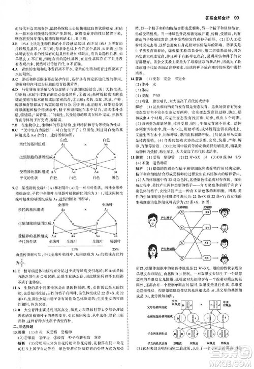 教育科学出版社2021年5年中考3年模拟初中生物八年级下册苏教版参考答案