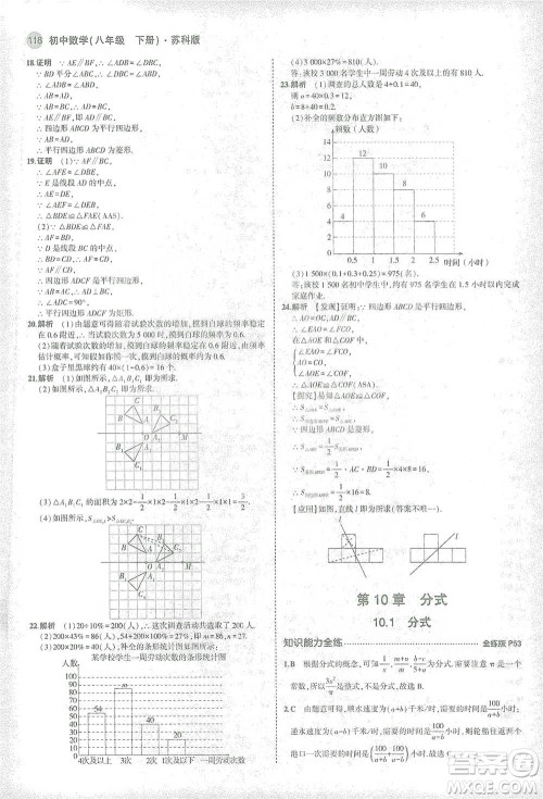 教育科学出版社2021年5年中考3年模拟初中数学八年级下册苏科版参考答案