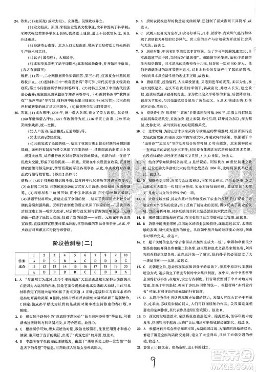 首都师范大学出版社2021年5年中考3年模拟初中试卷历史七年级下册人教版参考答案