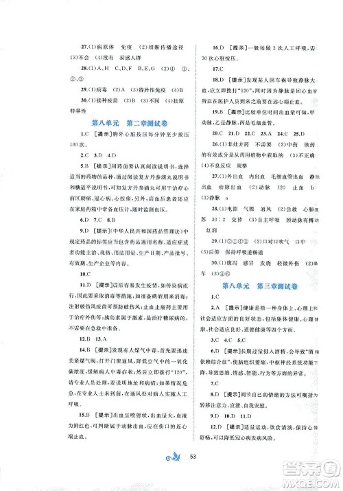 广西教育出版社2021新课程学习与测评单元双测生物八年级下册A版答案