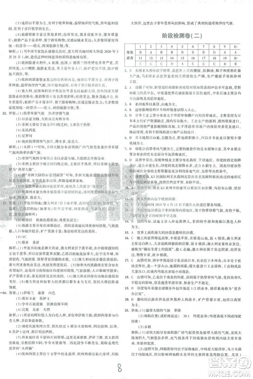 教育科学出版社2021年5年中考3年模拟初中试卷地理七年级下册人教版参考答案