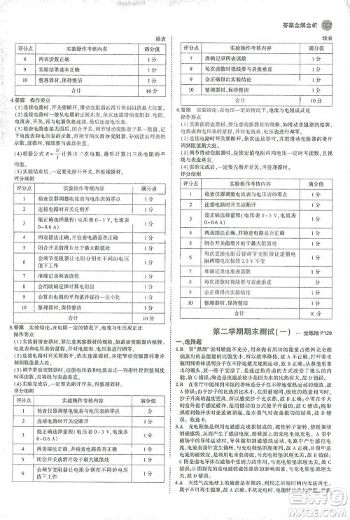 教育科学出版社2021年5年中考3年模拟初中物理九年级全一册人教版参考答案 教育科学出版社2021年5年中考3年模拟初中物理九年级全一册人教版参考答案