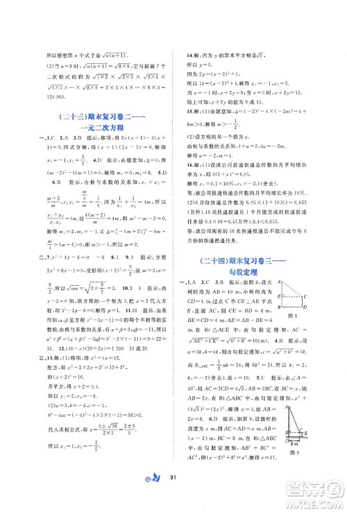 广西教育出版社2021新课程学习与测评单元双测数学八年级下册C版答案