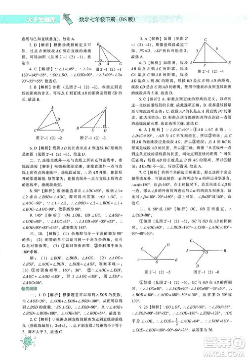 辽宁教育出版社2021尖子生题库数学七年级下册北师版参考答案