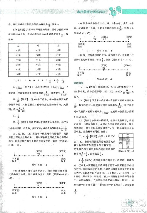 辽宁教育出版社2021尖子生题库数学七年级下册北师版参考答案