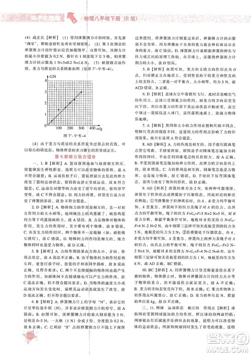 辽宁教育出版社2021尖子生题库物理八年级下册人教版参考答案