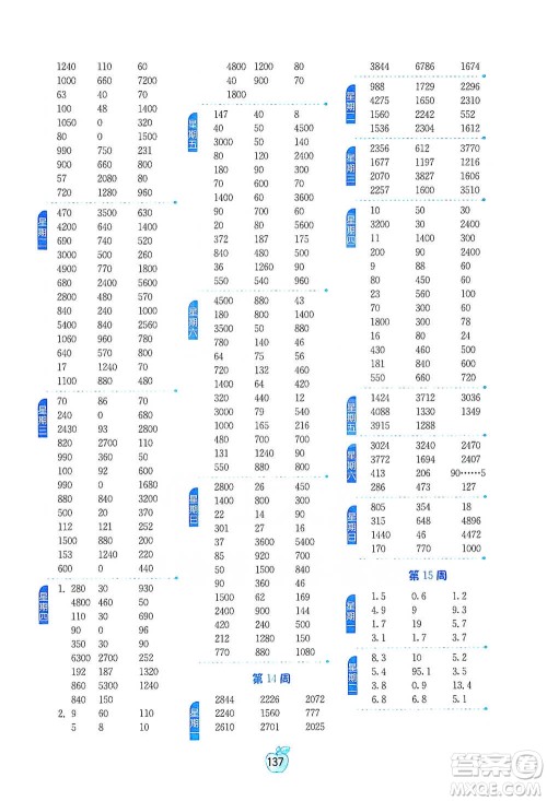 江苏人民出版社2021小学数学计算高手三年级下册人教版参考答案