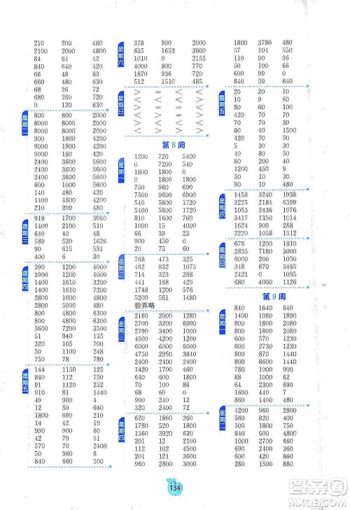 江苏人民出版社2021小学数学计算高手三年级下册北师大版参考答案