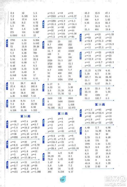 江苏人民出版社2021小学数学计算高手四年级下册北师大版参考答案 江苏人民出版社2021小学数学计算高手四年级下册北师大版参考答案