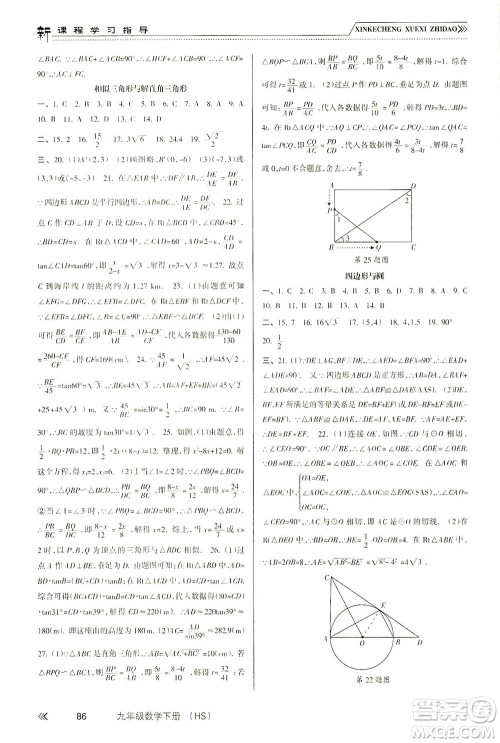 南方出版社2021新课程学习指导数学九年级下册HS华师大版答案 南方出版社2021新课程学习指导数学九年级下册HS华师大版答案