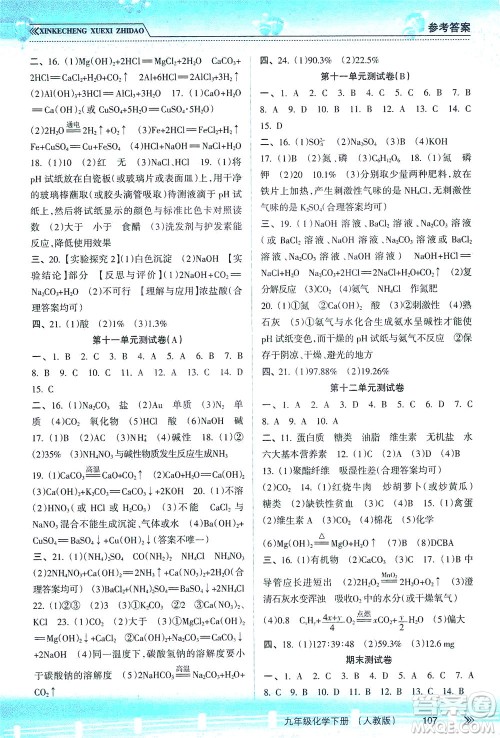 南方出版社2021新课程学习指导化学九年级下册人教版答案