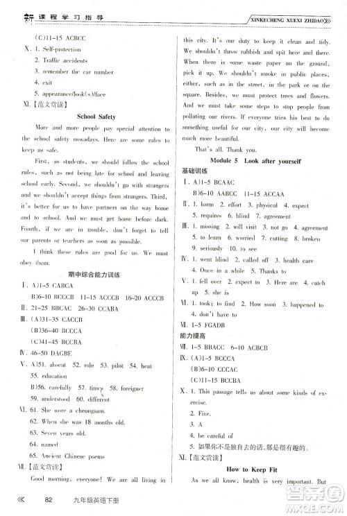 南方出版社2021新课程学习指导英语九年级下册WY外研版答案