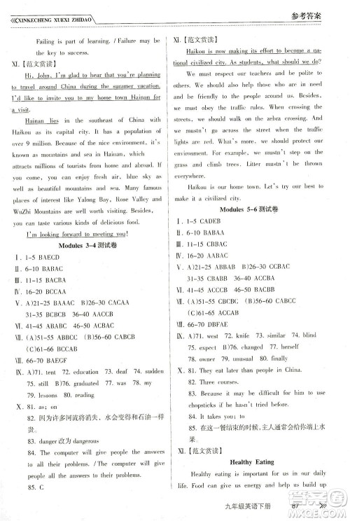 南方出版社2021新课程学习指导英语九年级下册WY外研版答案