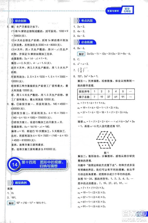 现代教育出版社2021学而思刷题高手初中数学七年级参考答案