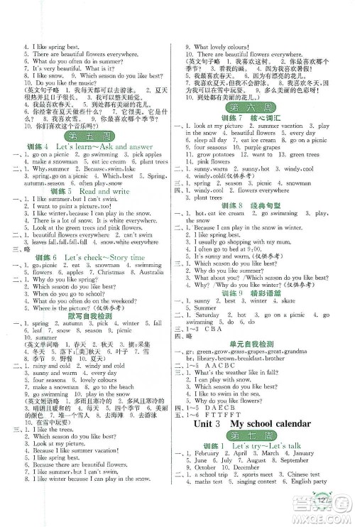 江苏人民出版社2021小学英语默写高手五年级下册人教PEP版参考答案