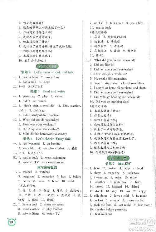 江苏人民出版社2021小学英语默写高手六年级下册人教PEP版参考答案