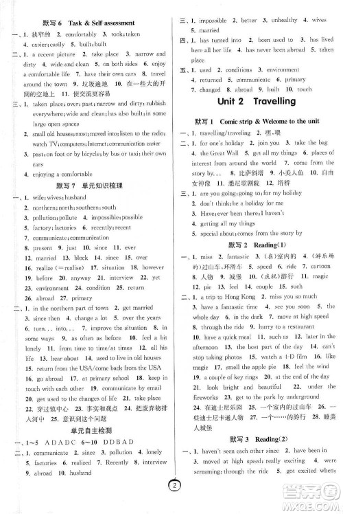 江苏人民出版社2021初中英语默写高手八年级下册译林版参考答案