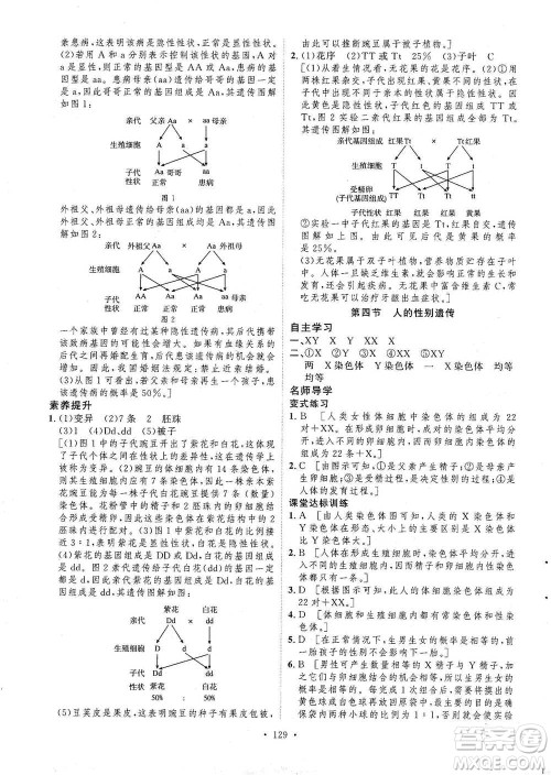 陕西人民出版社2021实验教材新学案生物八年级下册人教版参考答案