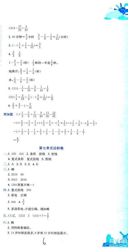 龙门书局2021黄冈小状元达标卷五年级数学下R人教版答案