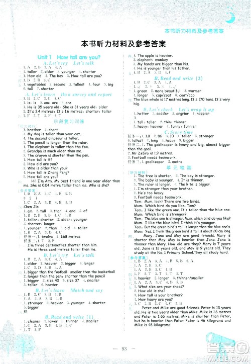 龙门书局2021黄冈小状元作业本六年级英语下RP人教版答案