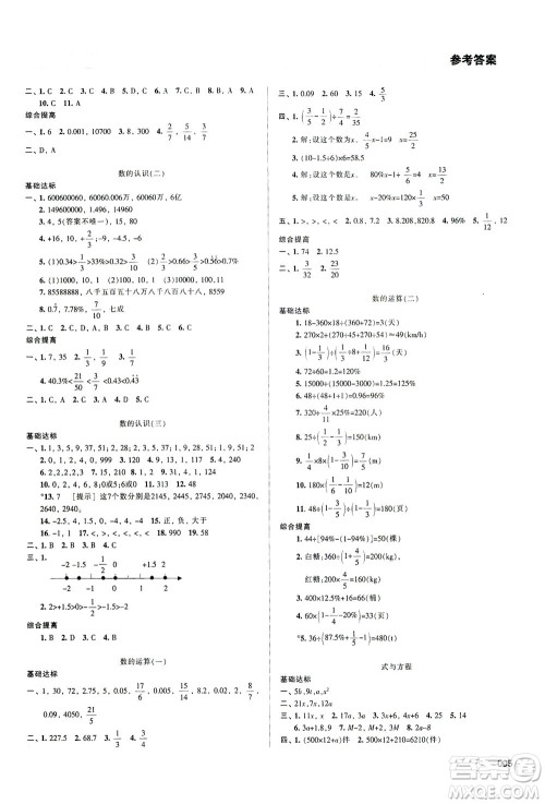 天津教育出版社2021学习质量监测数学六年级下册人教版答案 天津教育出版社2021学习质量监测数学六年级下册人教版答案