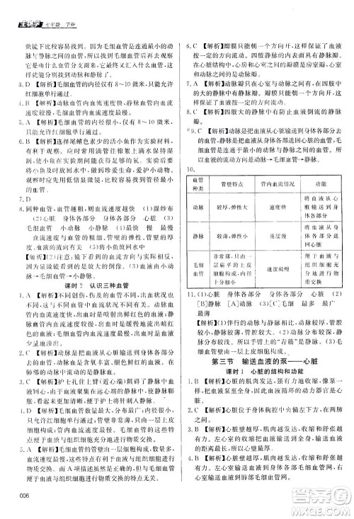 天津教育出版社2021学习质量监测七年级生物学下册人教版答案 天津教育出版社2021学习质量监测七年级生物学下册人教版答案