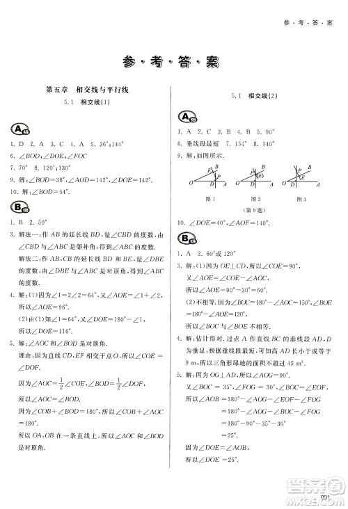 天津教育出版社2021学习质量监测七年级数学下册人教版答案