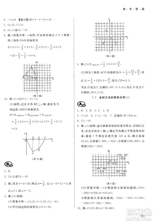 天津教育出版社2021学习质量监测七年级数学下册人教版答案