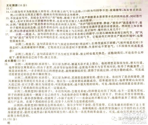 浙江省丽水市2021年初中学业水平考试语文试题及答案