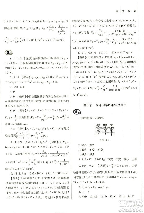 天津教育出版社2021学习质量监测八年级物理下册人教版答案