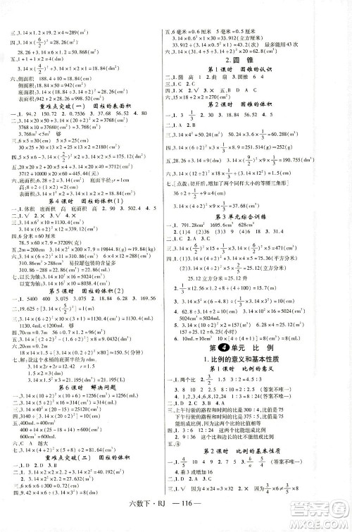 延边大学出版社2021金版学练优数学六年级下册RJ人教版答案