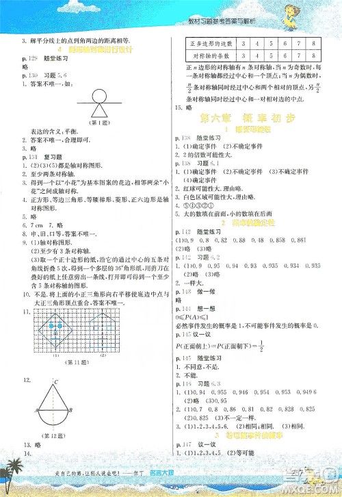 江苏人民出版社2021春雨教育实验班提优课堂七年级下册数学北师大版参考答案