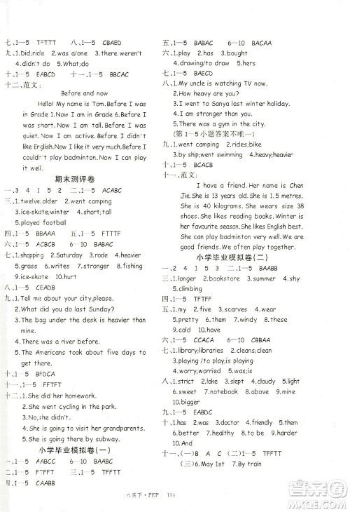 延边大学出版社2021学练优英语六年级下册PEP人教版答案