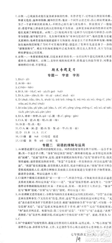 延边大学出版社2021学练优语文七年级下册RJ人教版河南专版答案 延边大学出版社2021学练优语文七年级下册RJ人教版河南专版答案