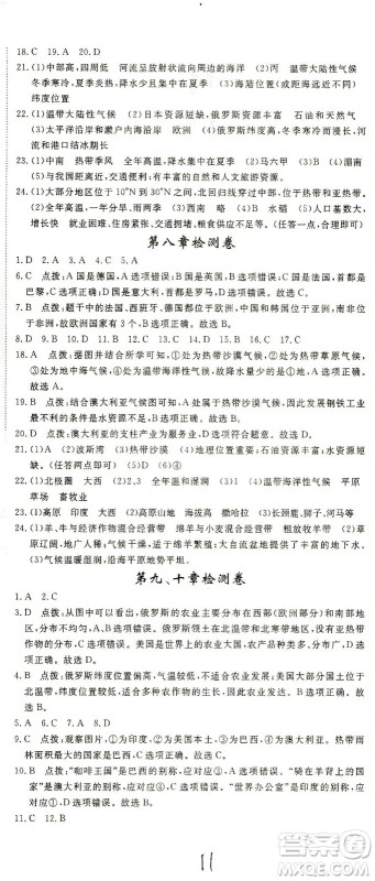 武汉出版社2021学练优科学思维训练法地理七年级下册RJ人教版答案