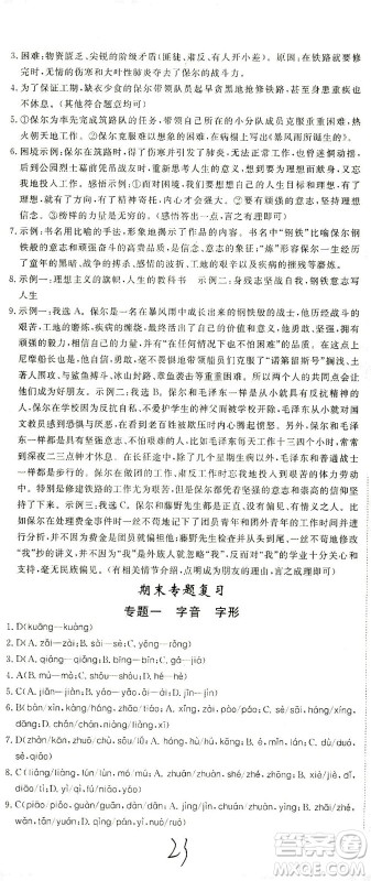 宁夏人民教育出版社2021学练优语文八年级下册人教版河南专版答案