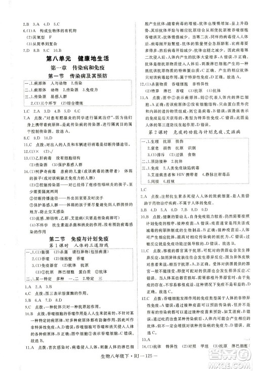 武汉出版社2021学练优科学思维训练法生物八年级下册RJ人教版答案 武汉出版社2021学练优科学思维训练法生物八年级下册RJ人教版答案