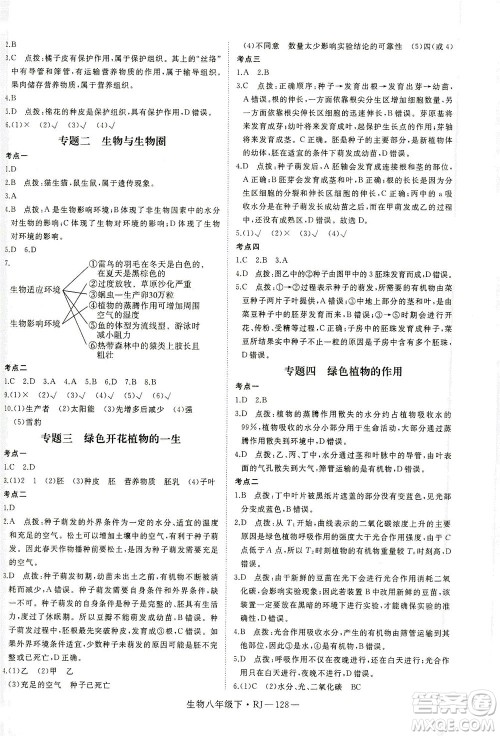 武汉出版社2021学练优科学思维训练法生物八年级下册RJ人教版答案 武汉出版社2021学练优科学思维训练法生物八年级下册RJ人教版答案