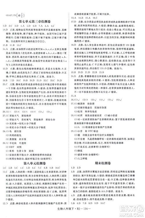 武汉出版社2021学练优科学思维训练法生物八年级下册RJ人教版答案 武汉出版社2021学练优科学思维训练法生物八年级下册RJ人教版答案