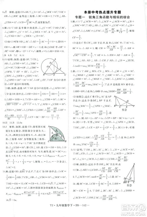 延边大学出版社2021学练优科学思维训练法数学九年级下册BS北师版答案