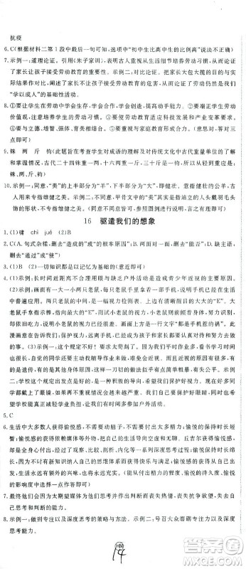 延边大学出版社2021学练优语文九年级下册人教版河南专版答案