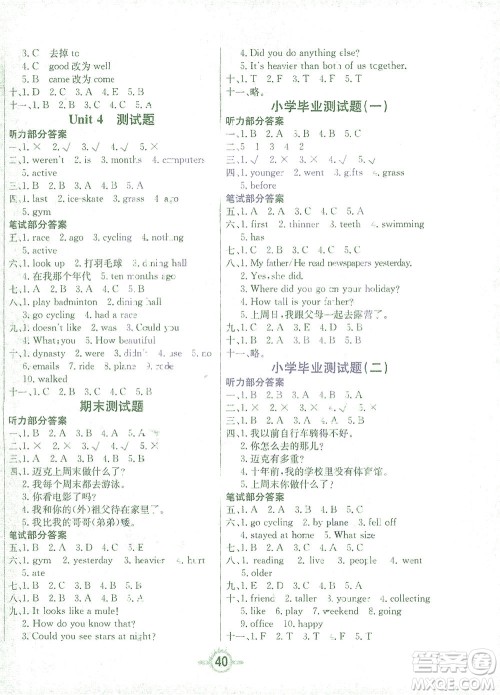 西安出版社2021创新课课练六年级英语下册PEP版答案 西安出版社2021创新课课练六年级英语下册PEP版答案