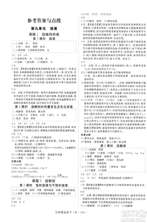 延边大学出版社2021学练优化学九年级下册人教版河南专版答案