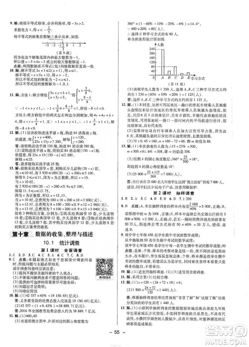 陕西人民教育出版社2021典中点七年级下册数学人教版参考答案