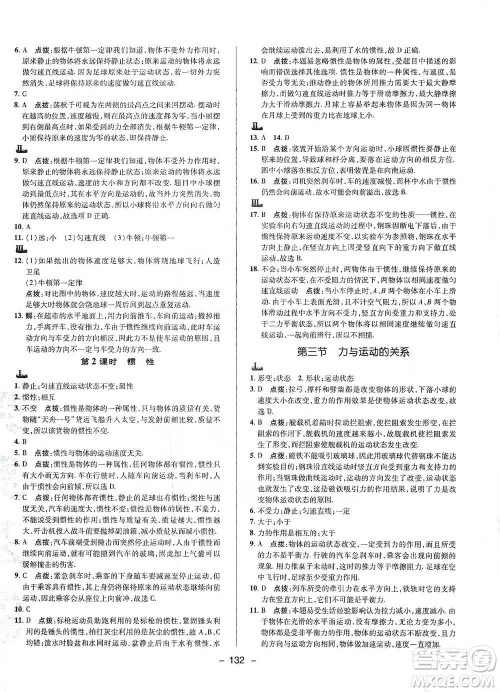 陕西人民教育出版社2021典中点八年级下册物理人教版参考答案 陕西人民教育出版社2021典中点八年级下册物理人教版参考答案