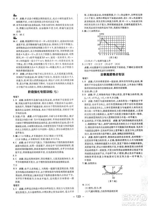 陕西人民教育出版社2021典中点八年级下册物理人教版参考答案