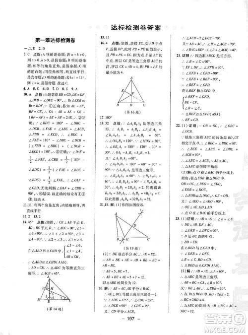 陕西人民教育出版社2021典中点八年级下册数学北师大版参考答案