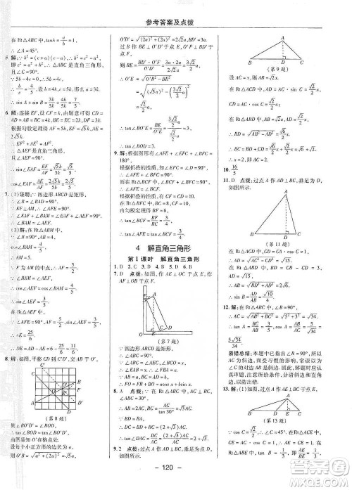 陕西人民教育出版社2021典中点九年级下册数学北师大版参考答案